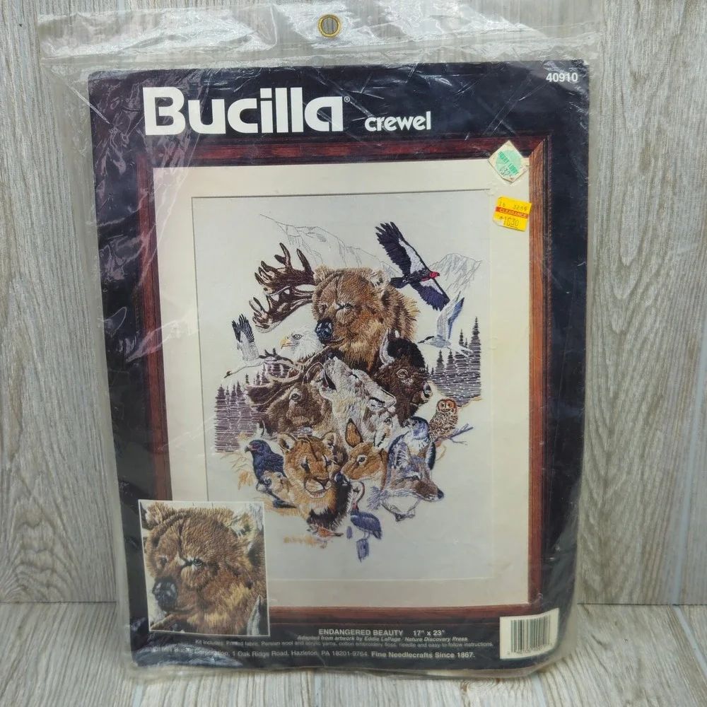 Bucilla Endangered Beauty Crewel Embroidery Kit 40910 Eddie LaPage Wildlife